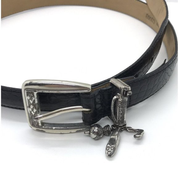 Brighton Black crocodile Belt with silver Golf Charms Buckle size M/L 32 Brighton Women main image 4